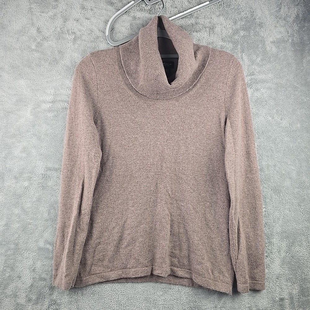 Lord And Taylor Cowl  funnel Neck 100% Cashmere Sweater‎ Size M Brown Minimalist